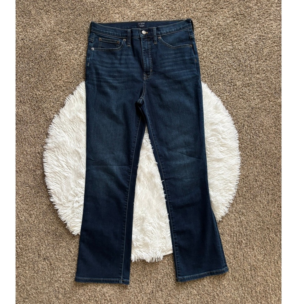 J.Crew High Rise Bootcut Jeans Womens Size 30 Dark Indigo Wash Stretch Denim